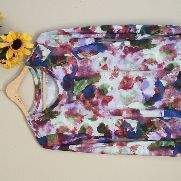 LOGO Lori Goldstein Floral Lace Blouse Casual Business Dress Blouse Top Size Sma - Picture 2 of 7